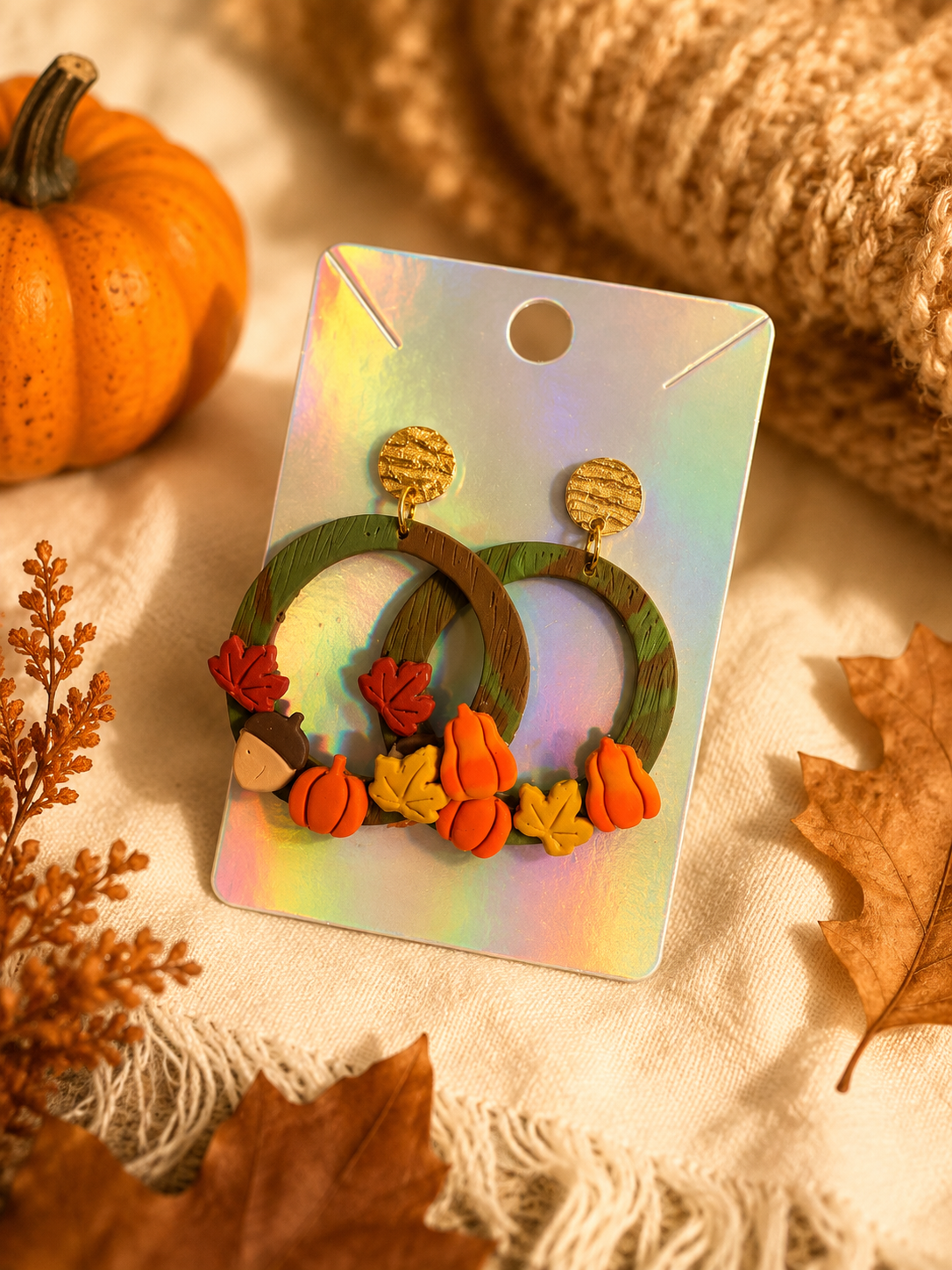 Autumn Wreath Hoop Earrings