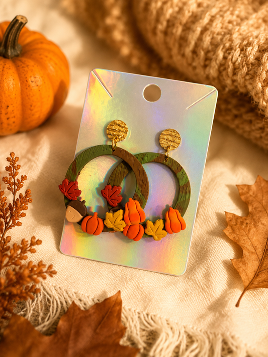 Autumn Wreath Hoop Earrings