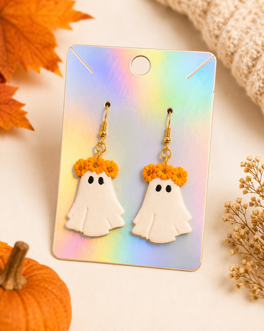 Ghost Flower Crown Earrings