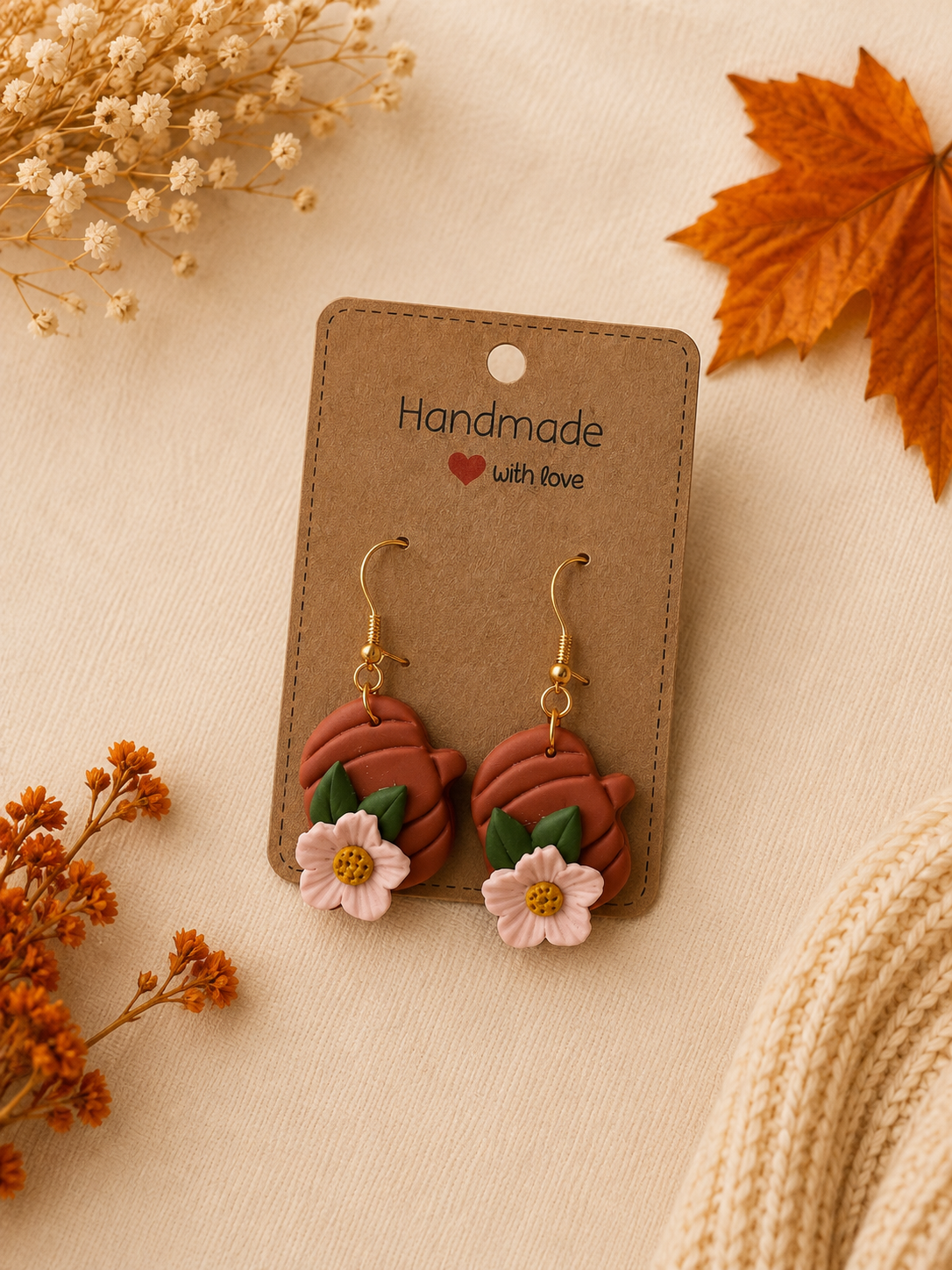 Floral Pumpkin Dangles