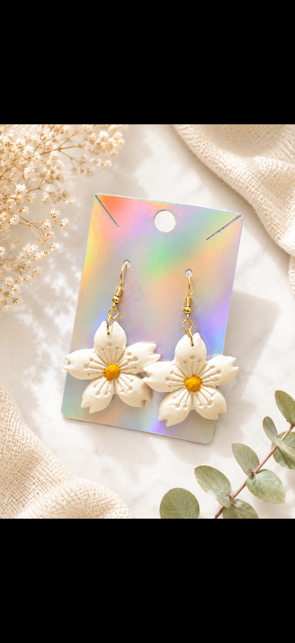 White Floral Earrings