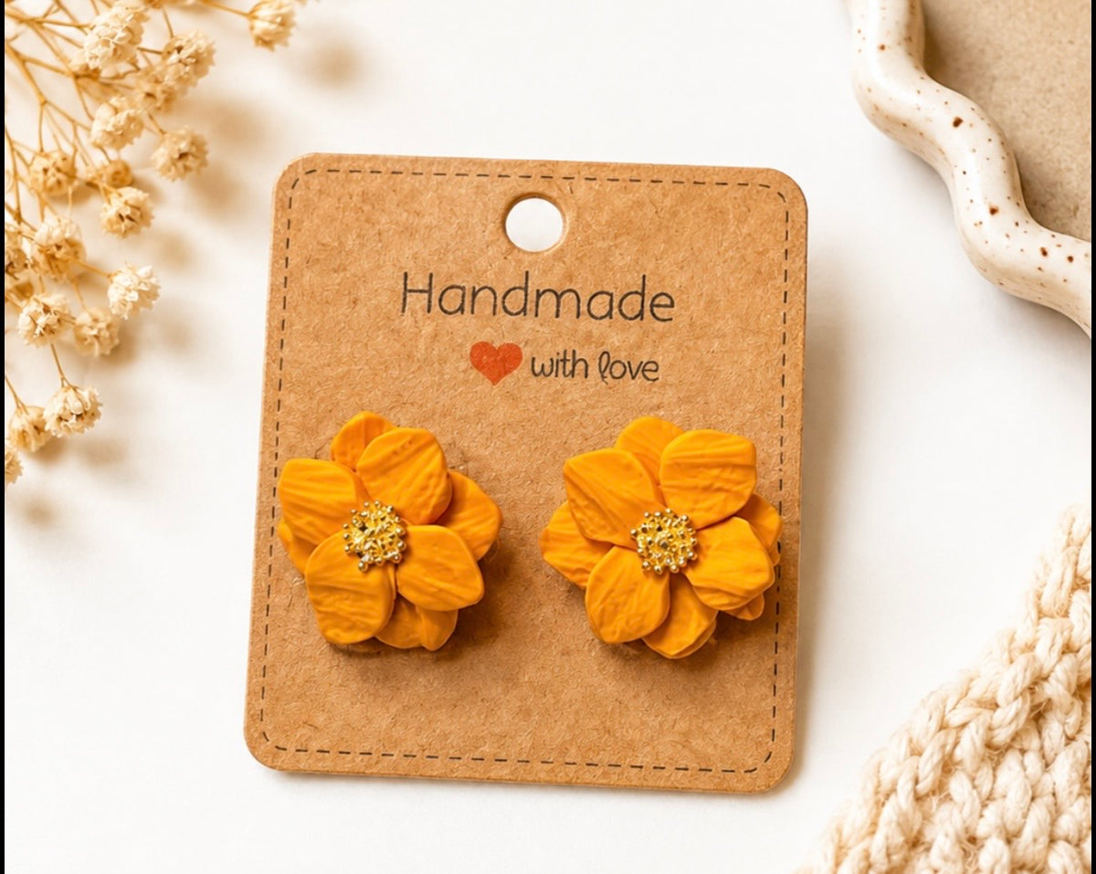 Marigold Flower Stud Earrings
